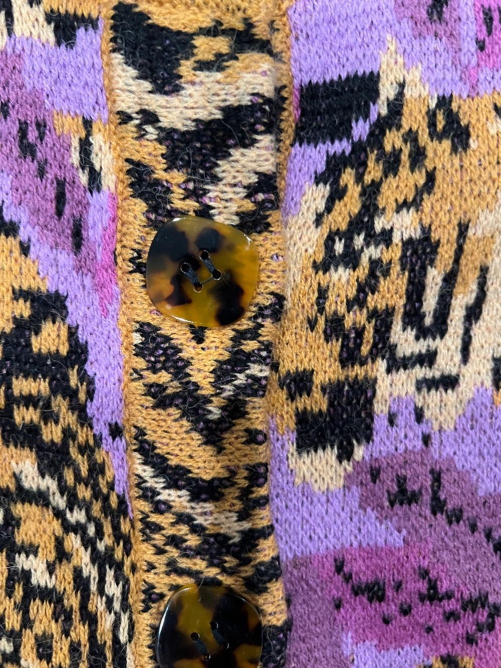 FARM Rio Purple Pink and Gold Animal Print Cardigan - Picture 4 of 6